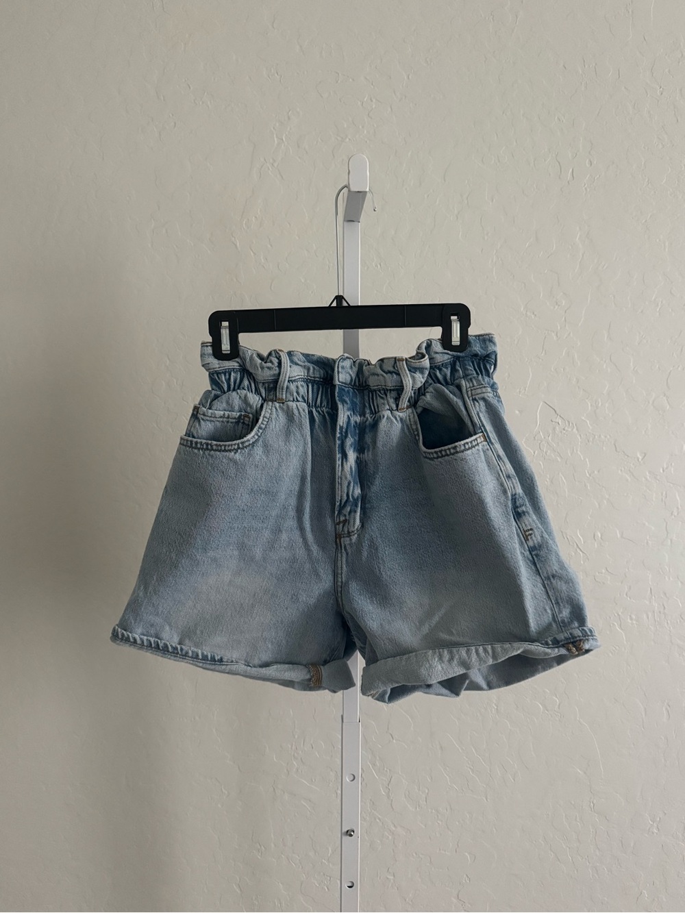 Frame Denim Light Blue Paperbag Waist Jean Shorts